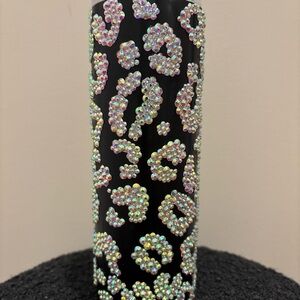 Bling rhinstonee tumbler black crystal cheetah